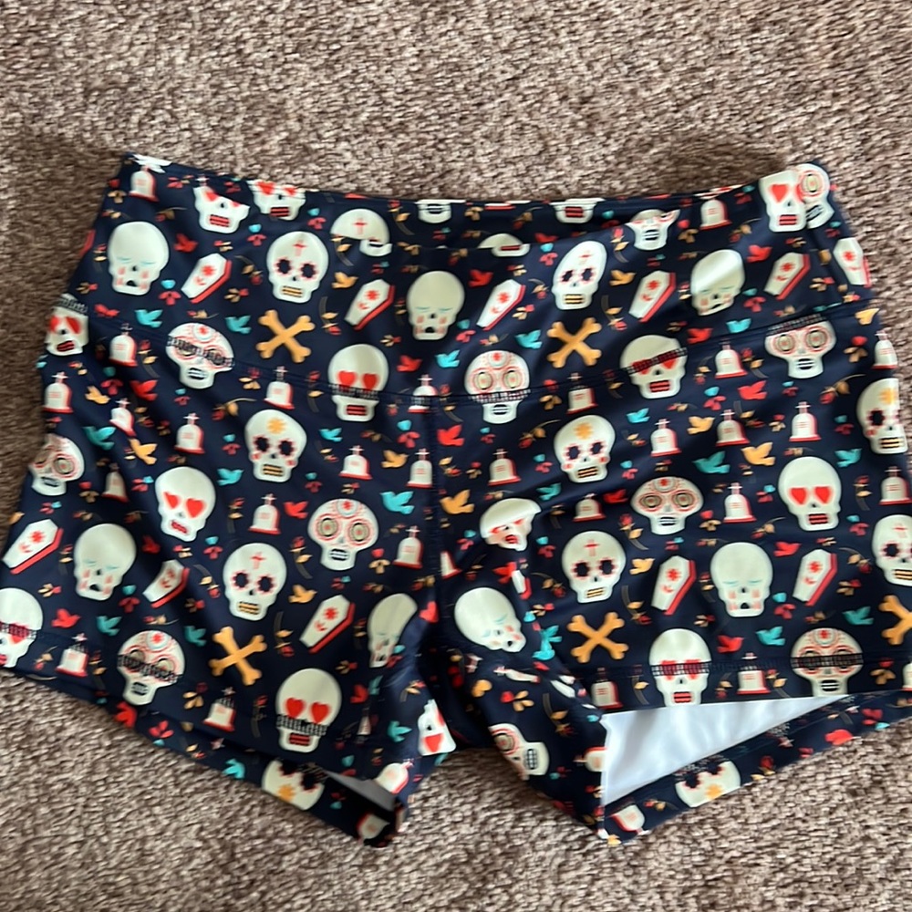 United Lifters skull spandex lifting/CrossFit shorts